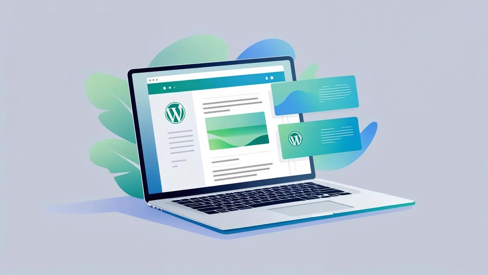An pc where the letter W is visible to indicate the usage of WordPress.